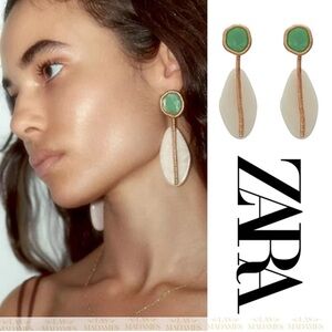 Zara Emerald and Ivory Statement Earrings